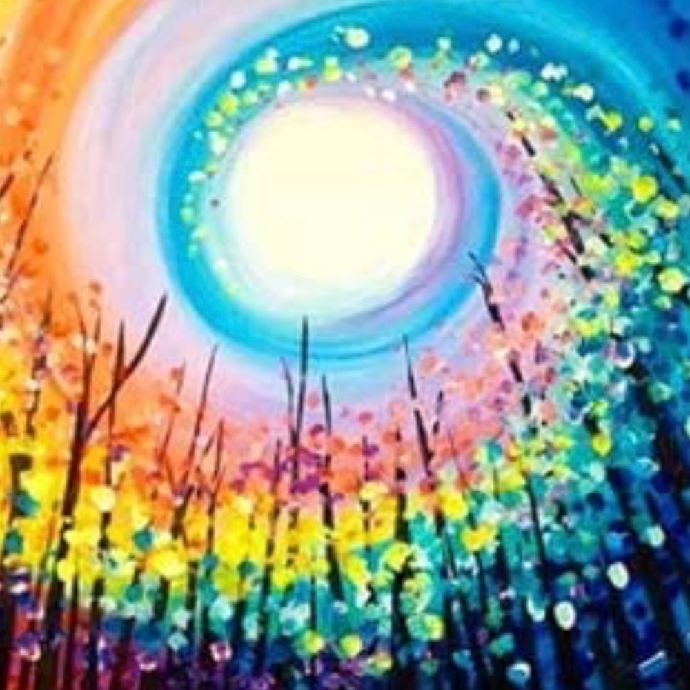 Diamond Art 5D DIY Craft Kit - Beaded Painting on Canvas Rainbow Cherry Blossom